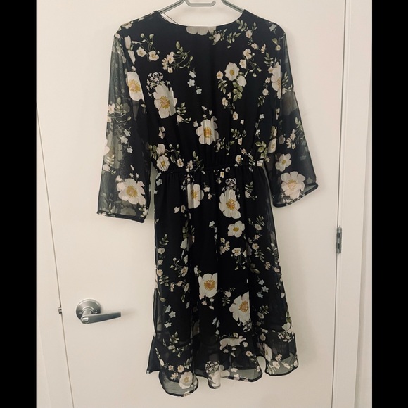 Vero Moda Black and Pink Floral Dress - Medium - Picture 3 of 4